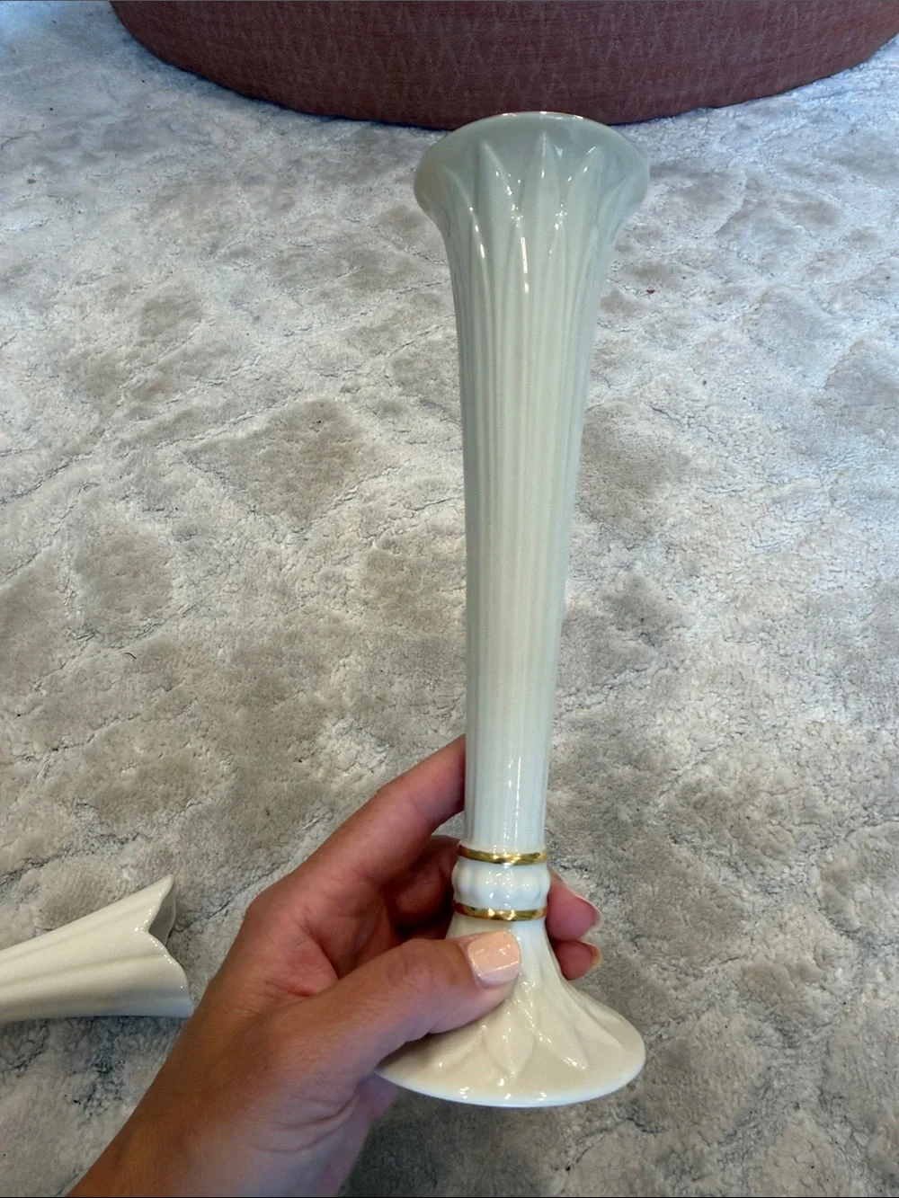 Vintage Lenox White Porcelain Gold Wheat Accent Vases - bud vase Home Decor